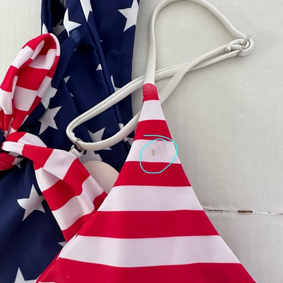Qearal | NWT American Flag Red White Blue Cut Out Wrap Around Swimsuit | Size M - Picture 10 of 10